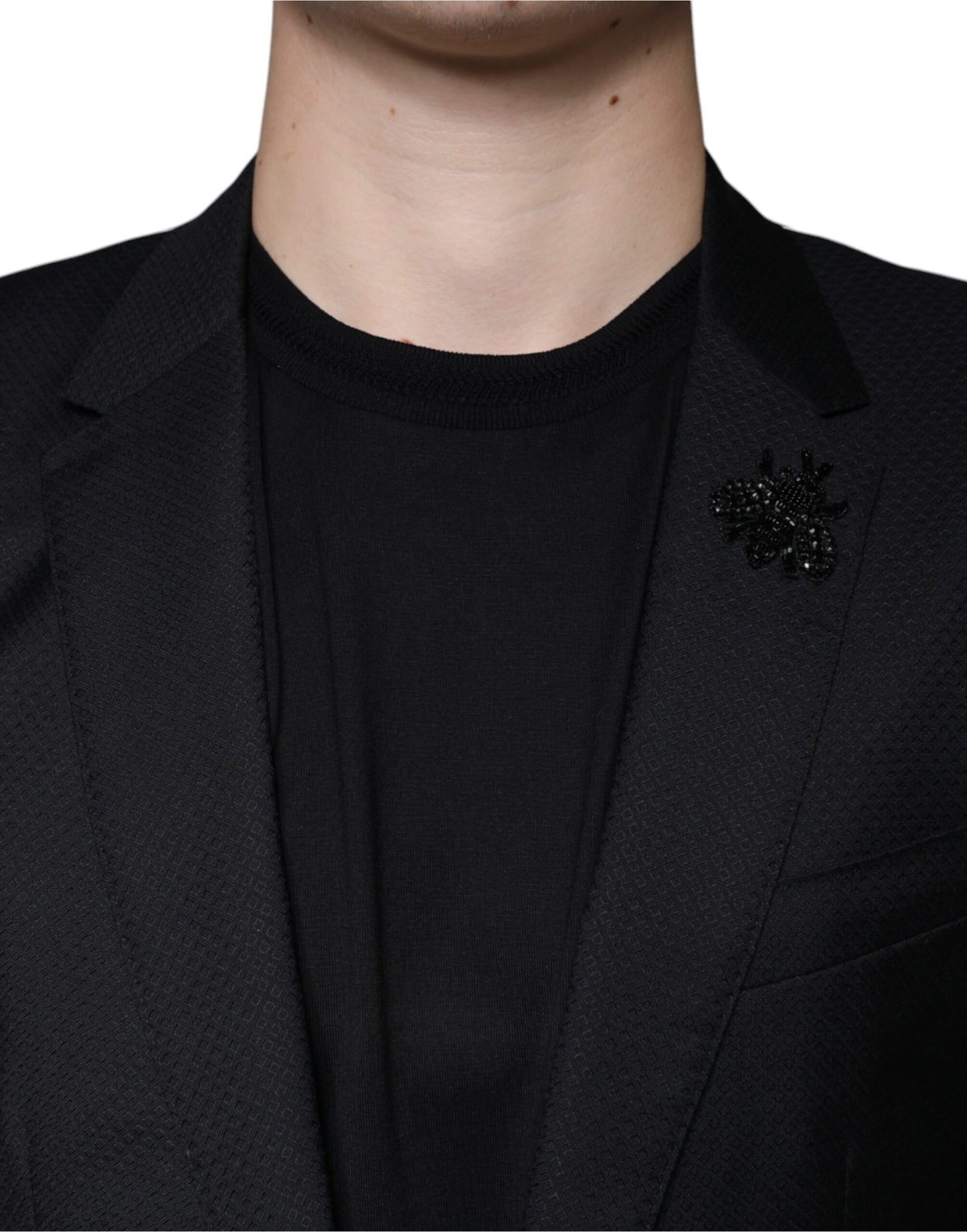 Blazer de botonadura sencilla con abeja MARTINI negra