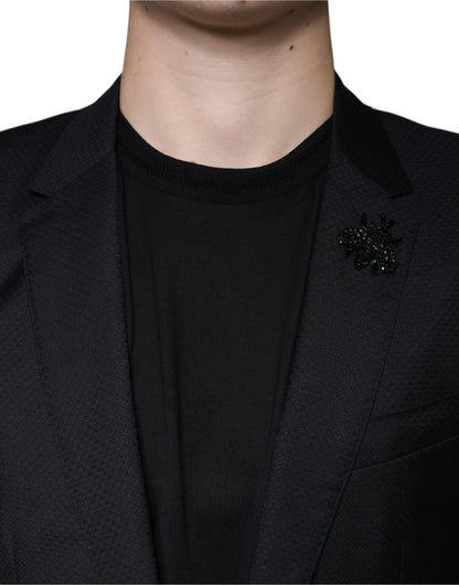 Blazer de botonadura sencilla con abeja MARTINI negra