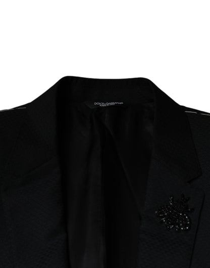 Blazer de botonadura sencilla con abeja MARTINI negra