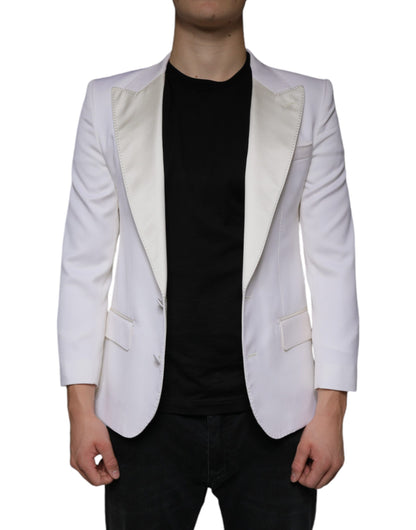 Blazer de vestir de lana color blanco roto con botonadura sencilla