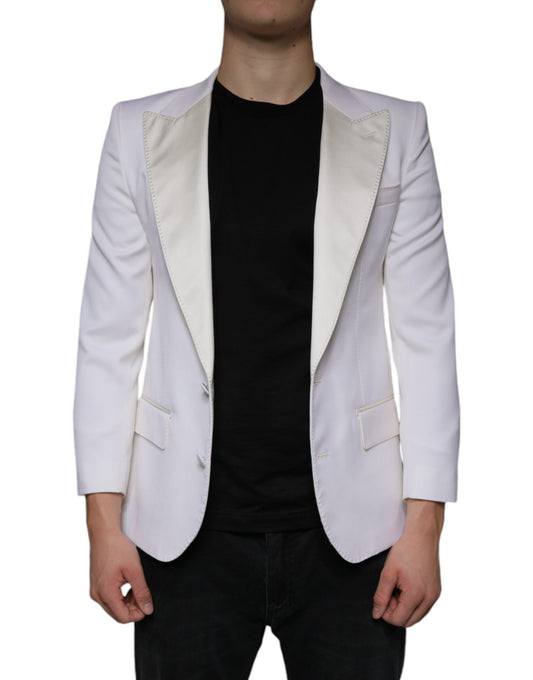 Blazer de vestir de lana color blanco roto con botonadura sencilla
