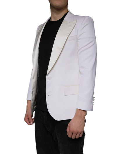 Blazer de vestir de lana color blanco roto con botonadura sencilla