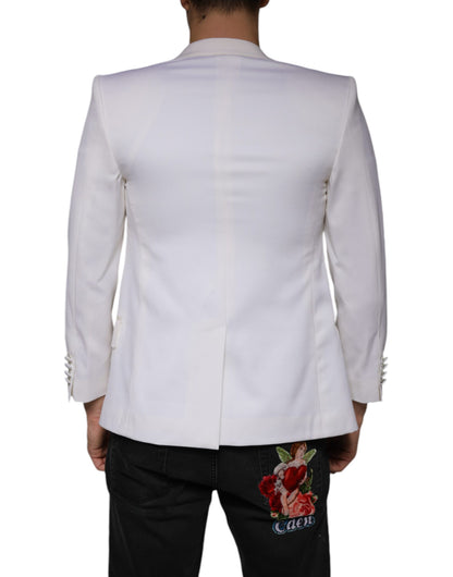 Blazer de vestir de lana color blanco roto con botonadura sencilla