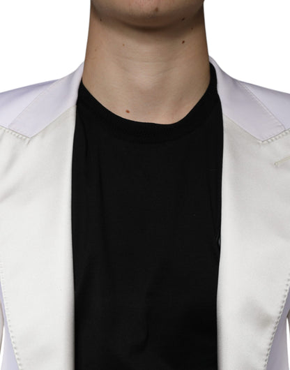 Blazer de vestir de lana color blanco roto con botonadura sencilla