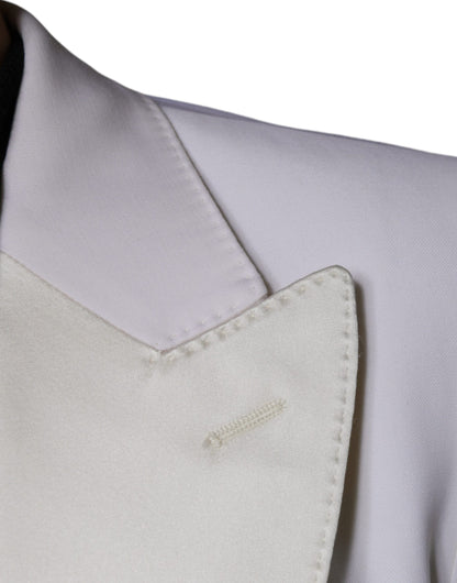 Blazer de vestir de lana color blanco roto con botonadura sencilla