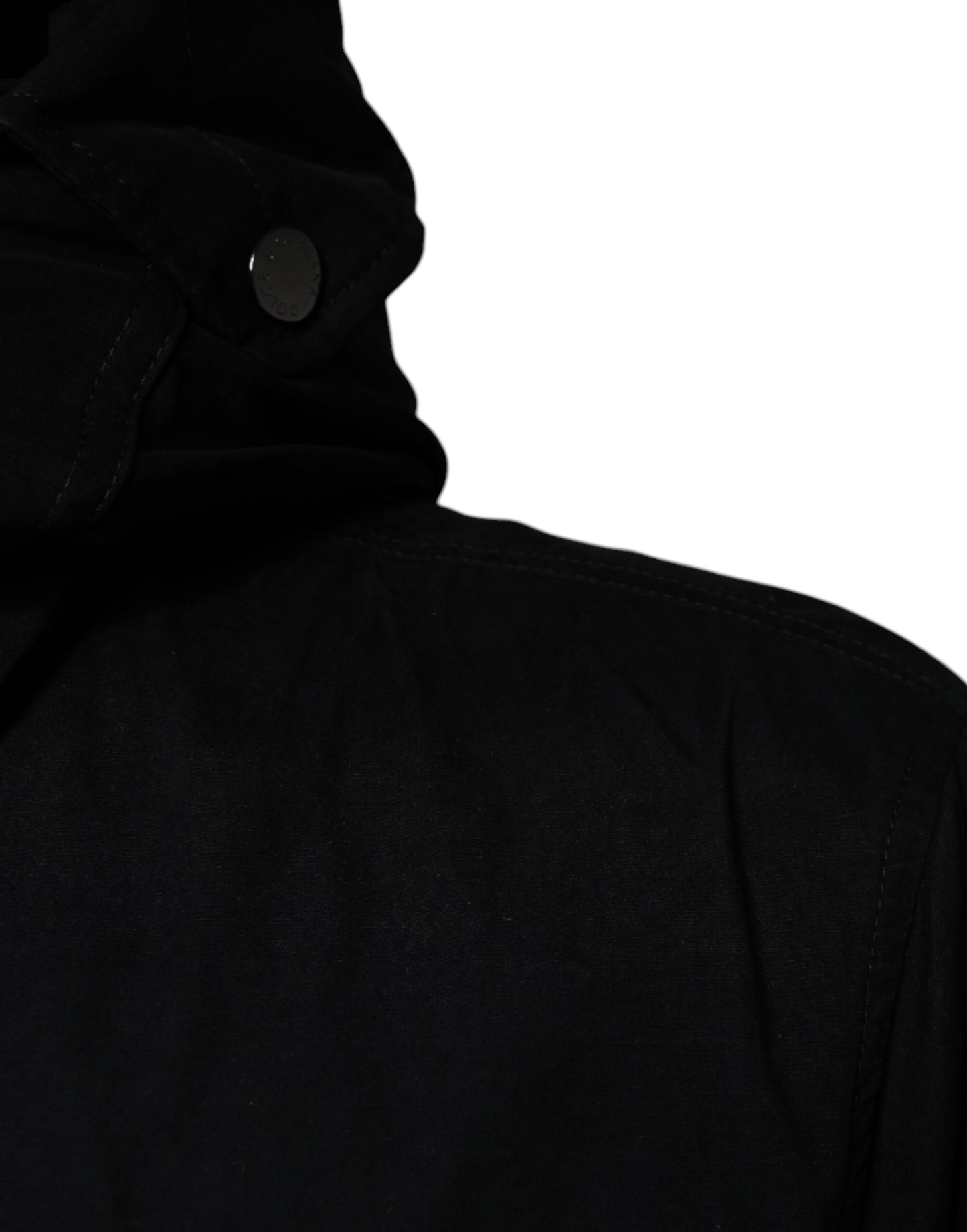 Chaqueta tipo gabardina de algodón tipo parka con capucha negra