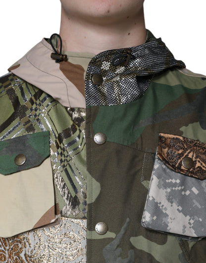 Chaqueta chaleco con capucha y parches multicolores