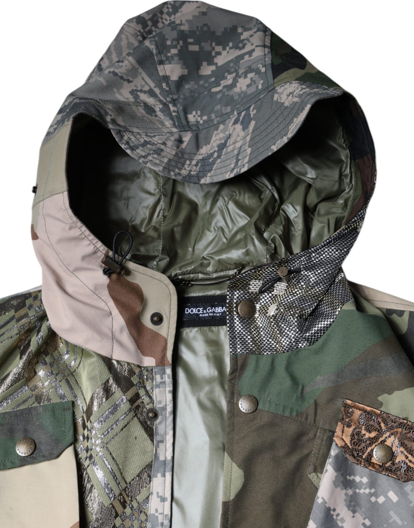 Chaqueta chaleco con capucha y parches multicolores