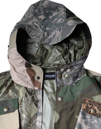 Chaqueta chaleco con capucha y parches multicolores