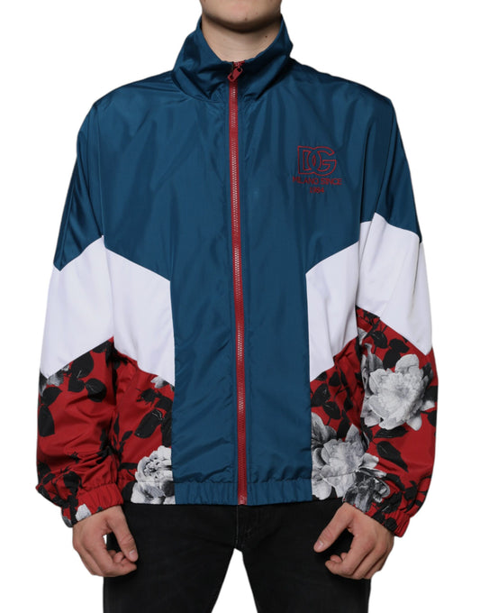 Chaqueta de poliéster multicolor con cremallera completa