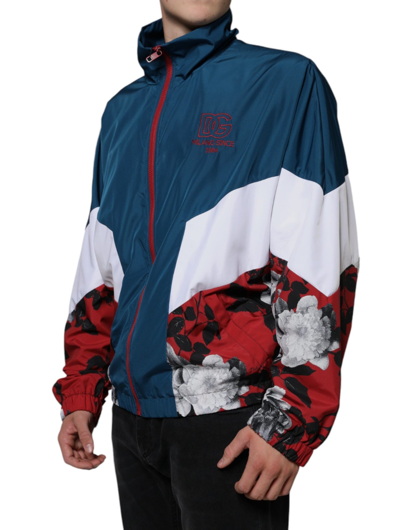 Chaqueta de poliéster multicolor con cremallera completa