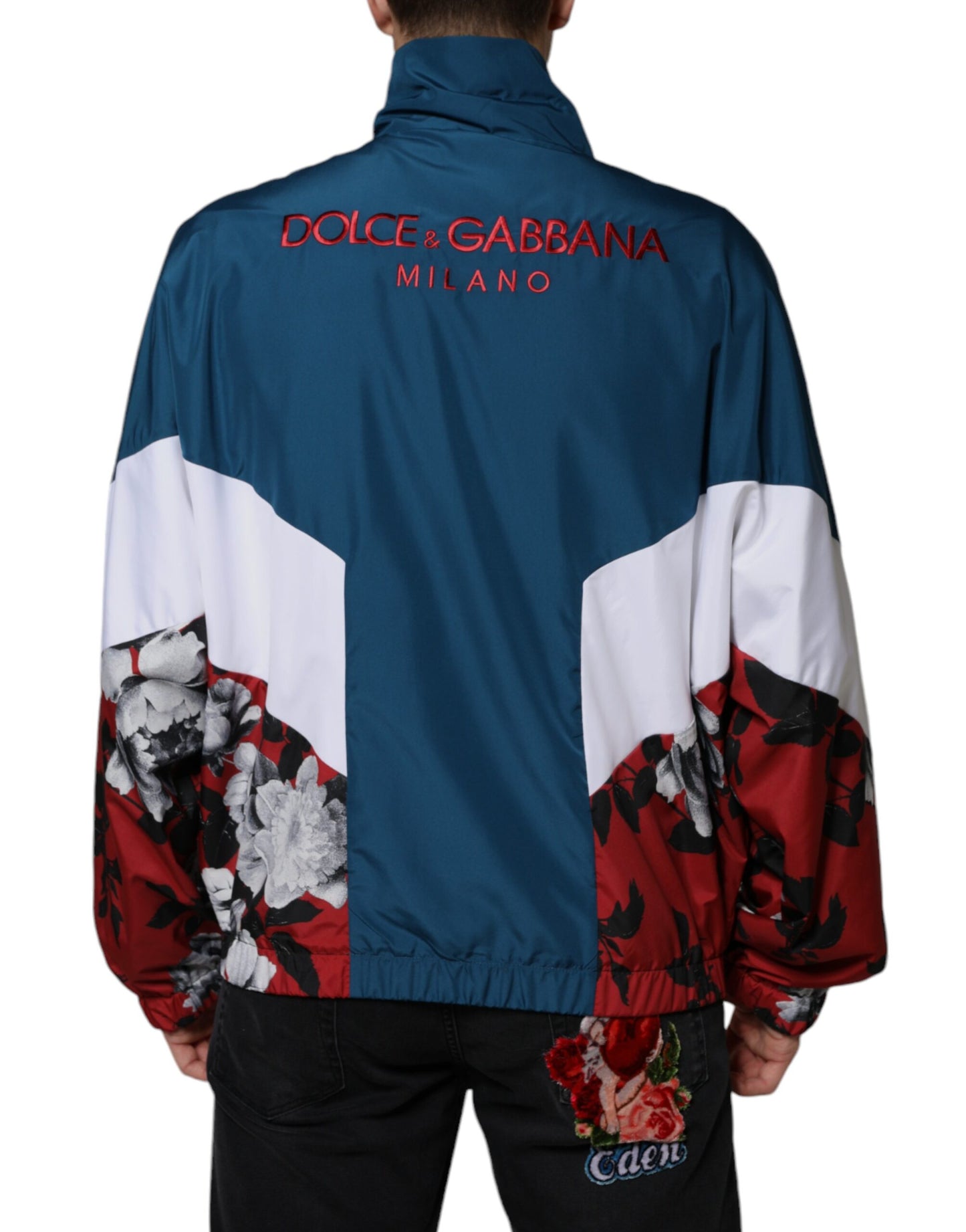 Chaqueta de poliéster multicolor con cremallera completa