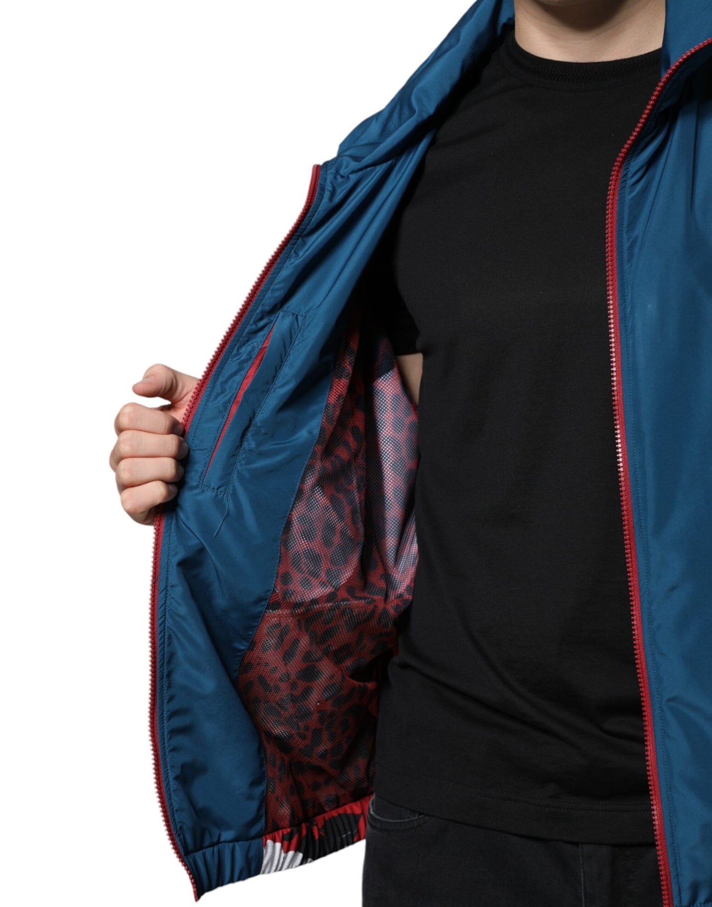 Chaqueta de poliéster multicolor con cremallera completa