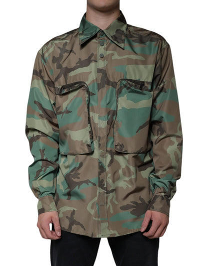 Camisa de botones de camuflaje multicolor