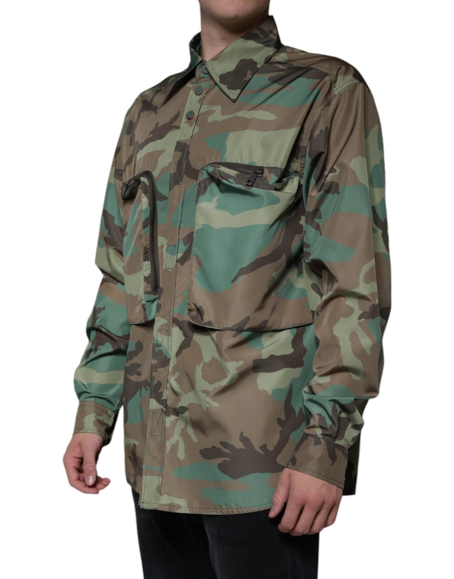 Camisa de botones de camuflaje multicolor