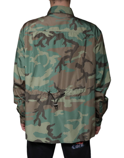 Camisa de botones de camuflaje multicolor