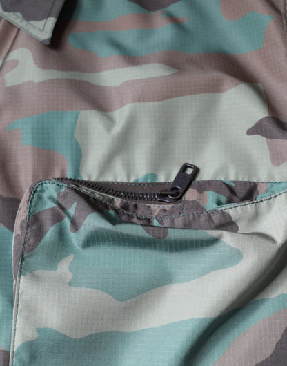 Camisa de botones de camuflaje multicolor