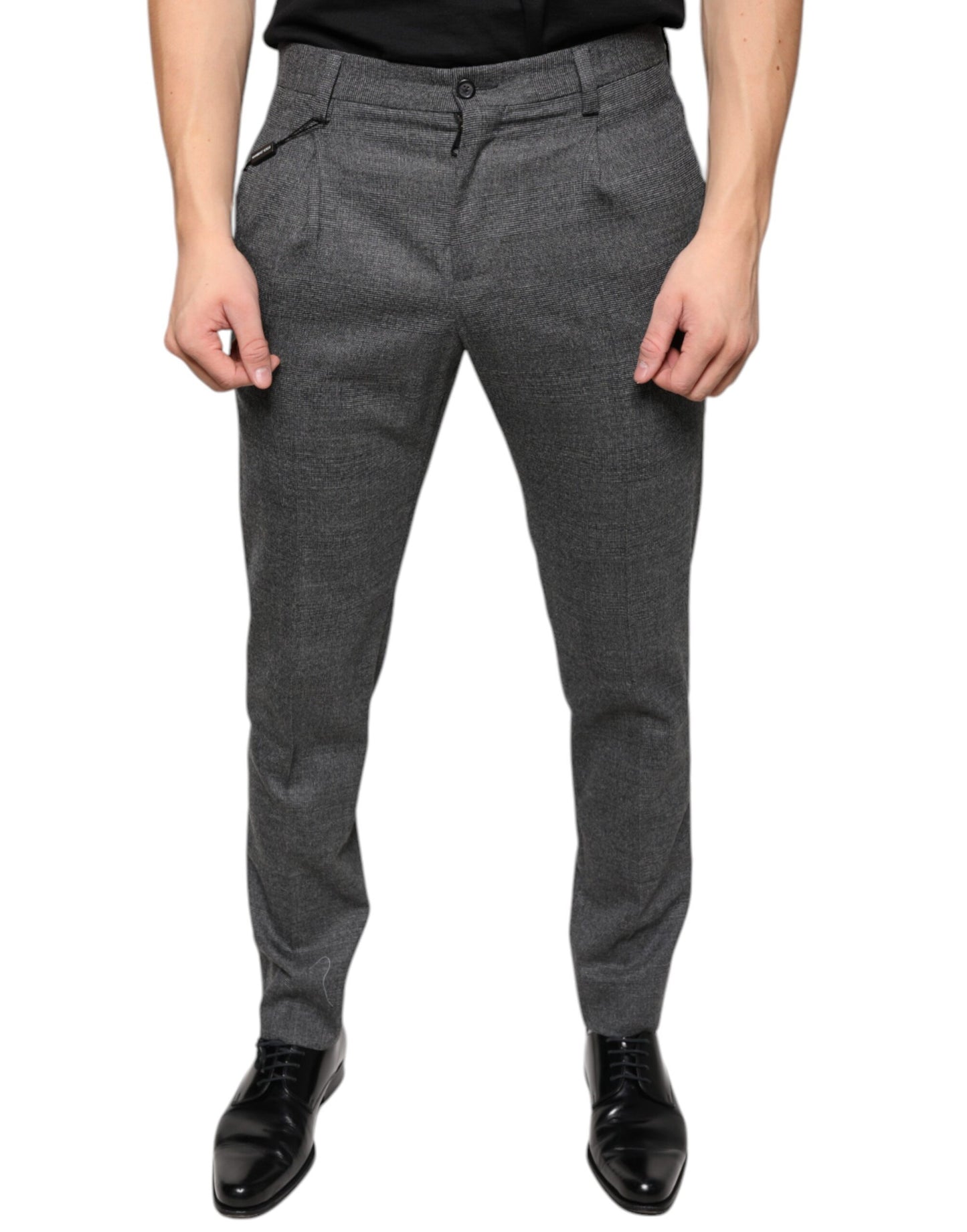 Pantalones pitillo de lana a cuadros escoceses grises
