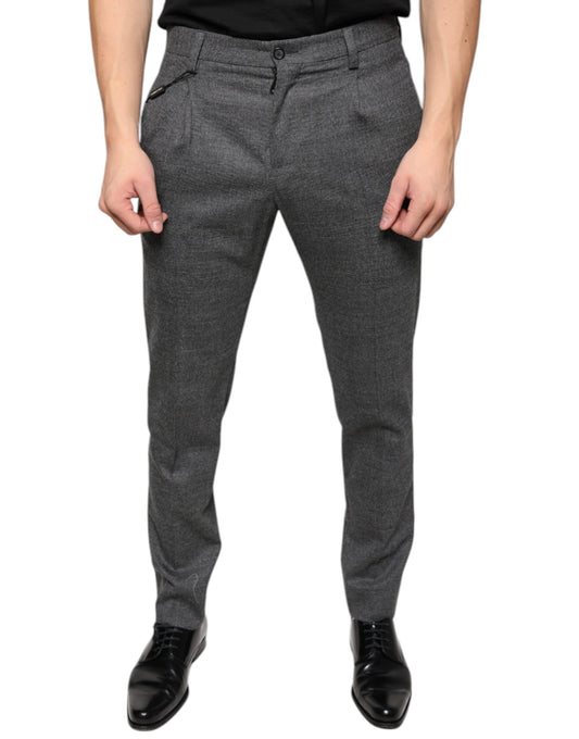 Pantalones pitillo de lana a cuadros escoceses grises