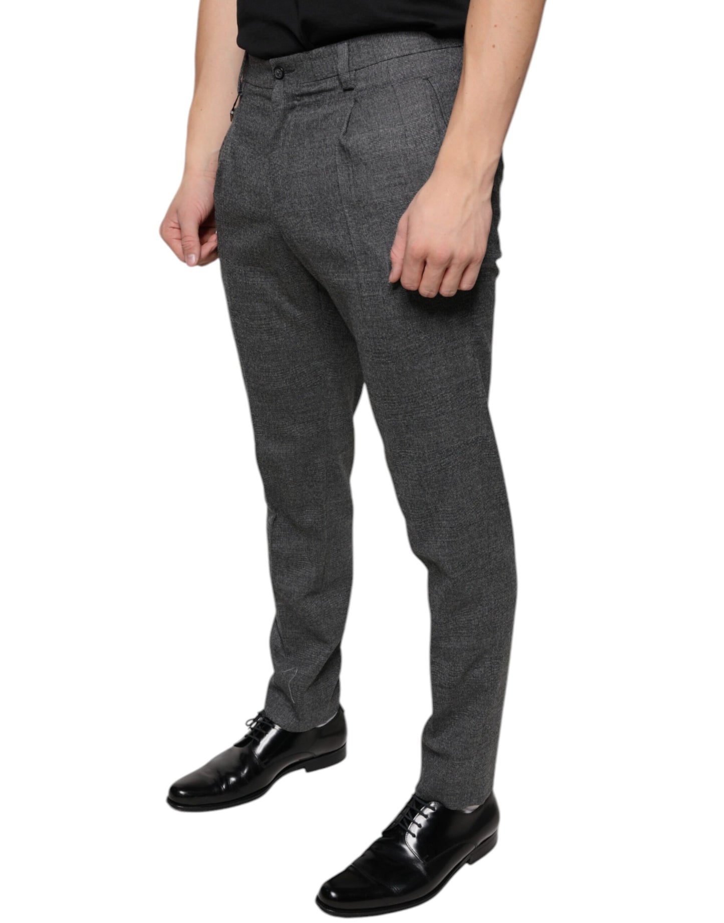 Pantalones pitillo de lana a cuadros escoceses grises
