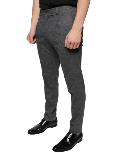 Pantalones pitillo de lana a cuadros escoceses grises