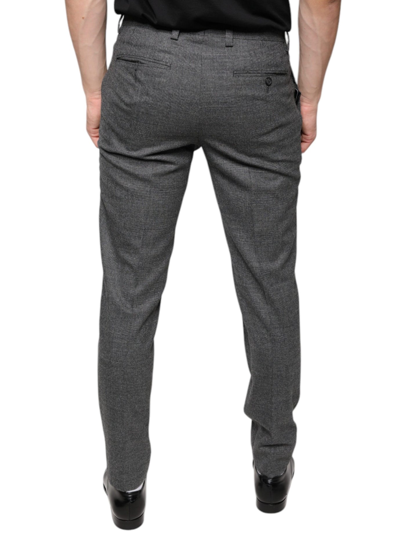 Pantalones pitillo de lana a cuadros escoceses grises