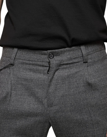 Pantalones pitillo de lana a cuadros escoceses grises