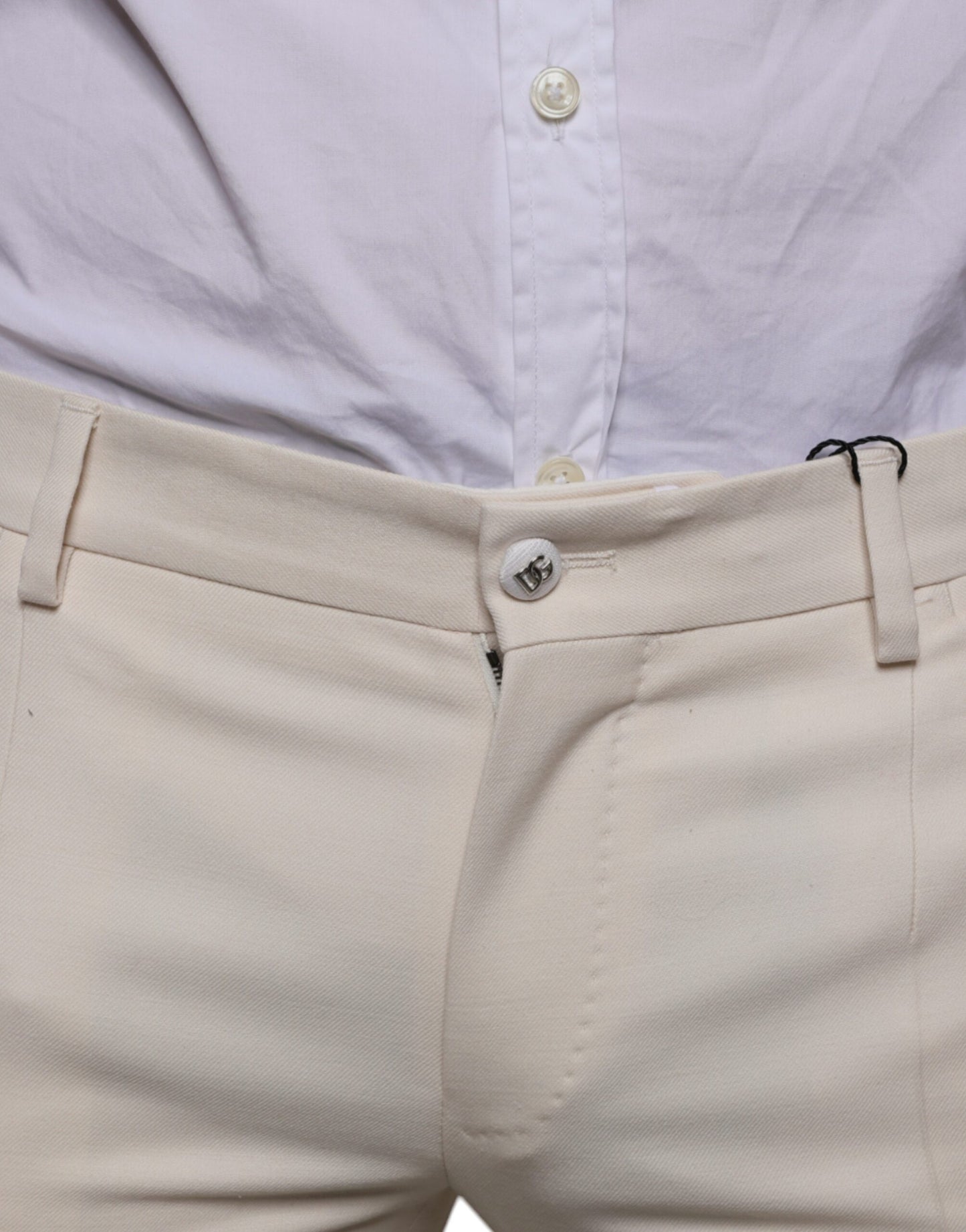 Pantalones pitillo de lana color blanco roto