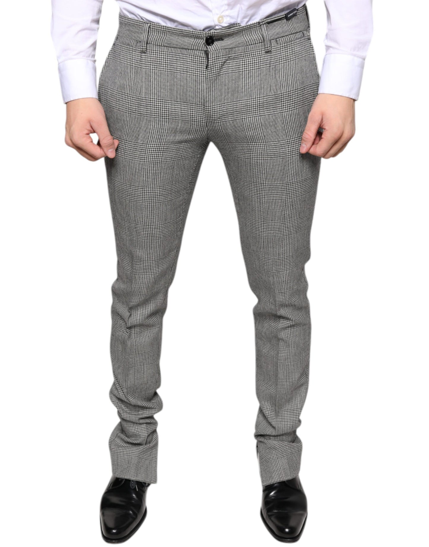 Pantalones pitillo de lana a cuadros escoceses grises