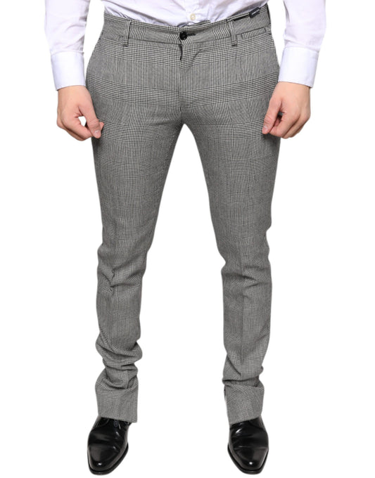 Pantalones pitillo de lana a cuadros escoceses grises