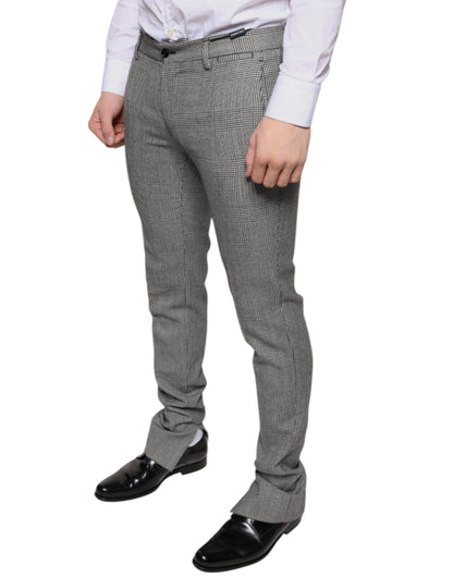 Pantalones pitillo de lana a cuadros escoceses grises