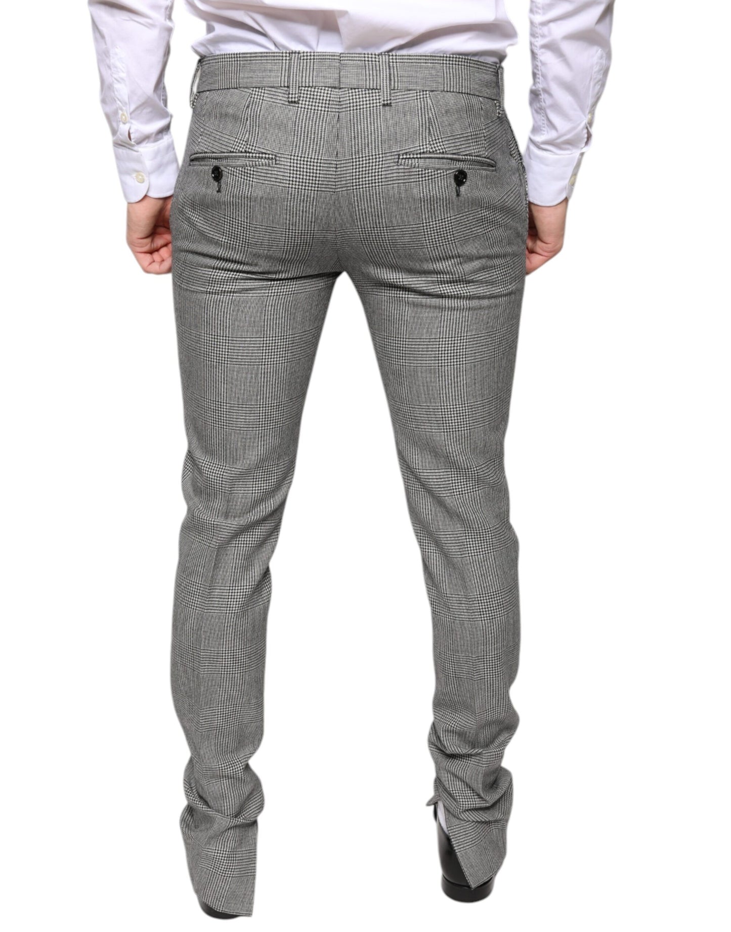 Pantalones pitillo de lana a cuadros escoceses grises