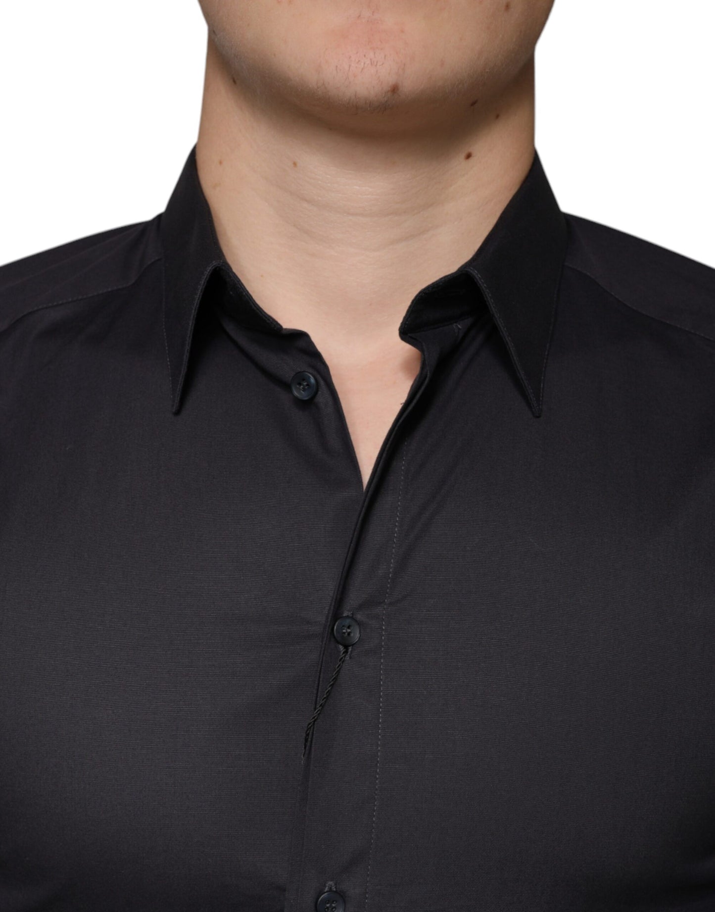 Vestido elástico de algodón negro con camisa formal dorada