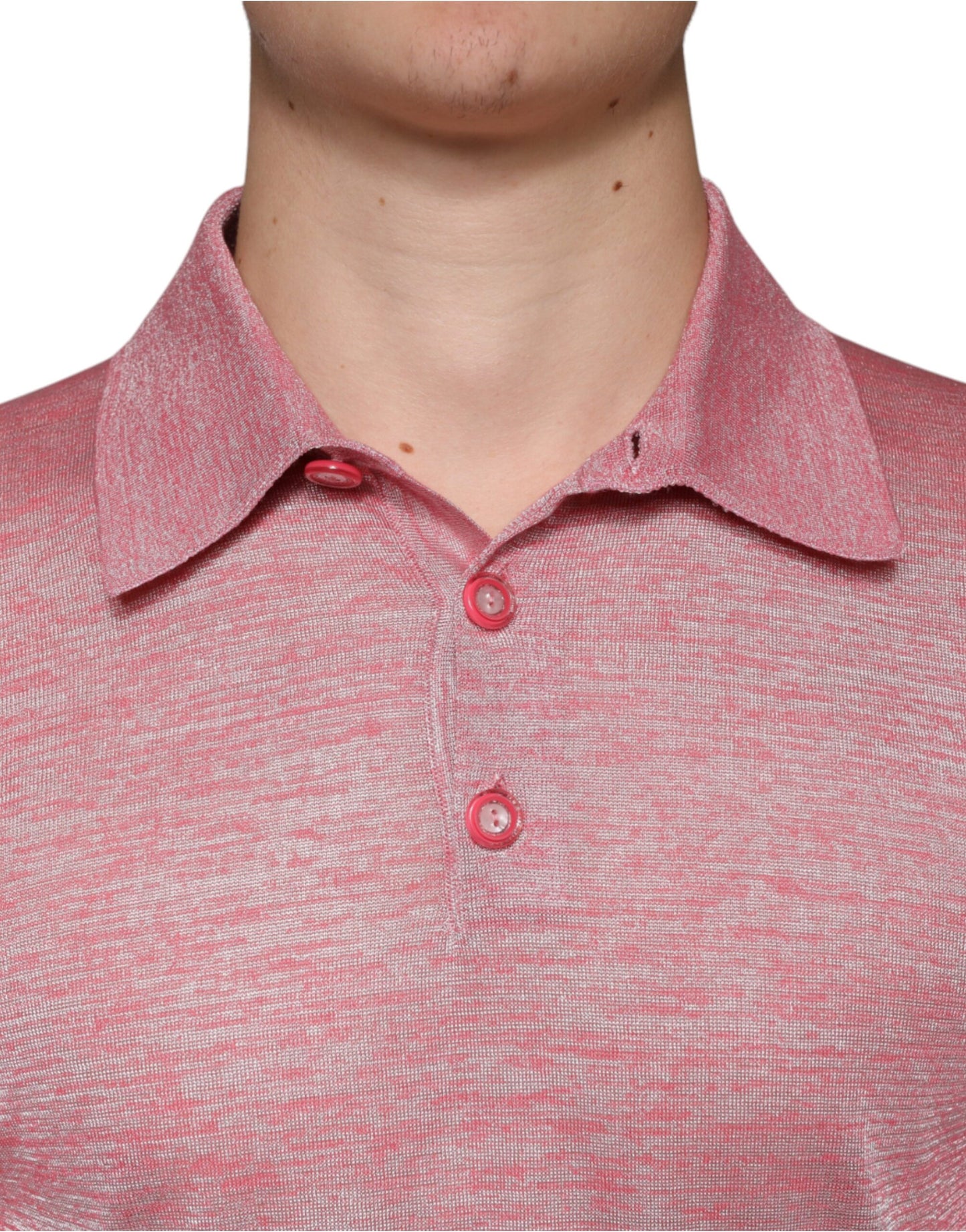 Polo de manga larga de poliéster rosa para hombre