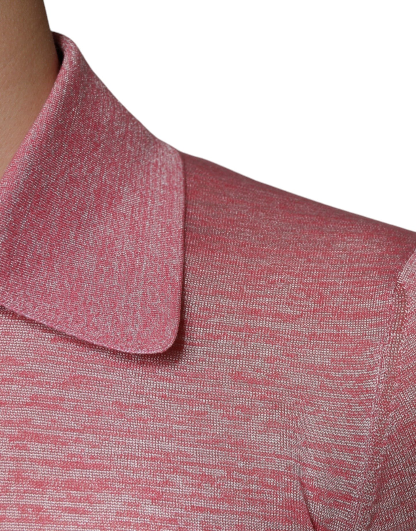 Polo de manga larga de poliéster rosa para hombre