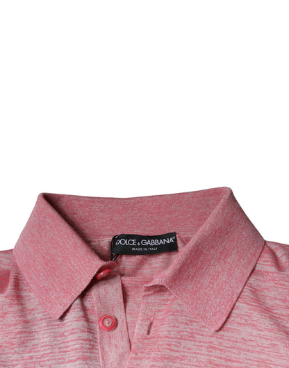 Polo de manga larga de poliéster rosa para hombre