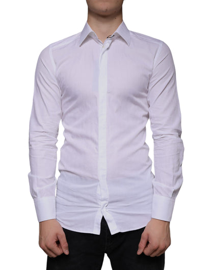 Camisa formal de algodón blanco para hombre, color dorado
