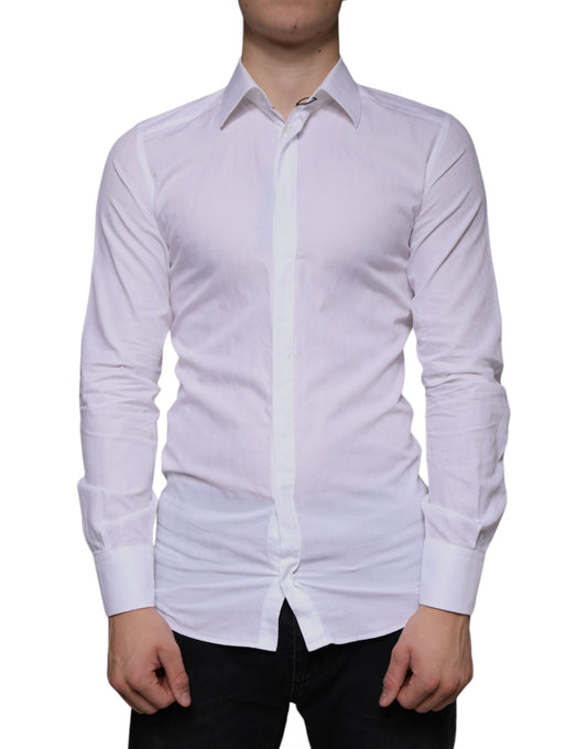 Camisa formal de algodón blanco para hombre, color dorado