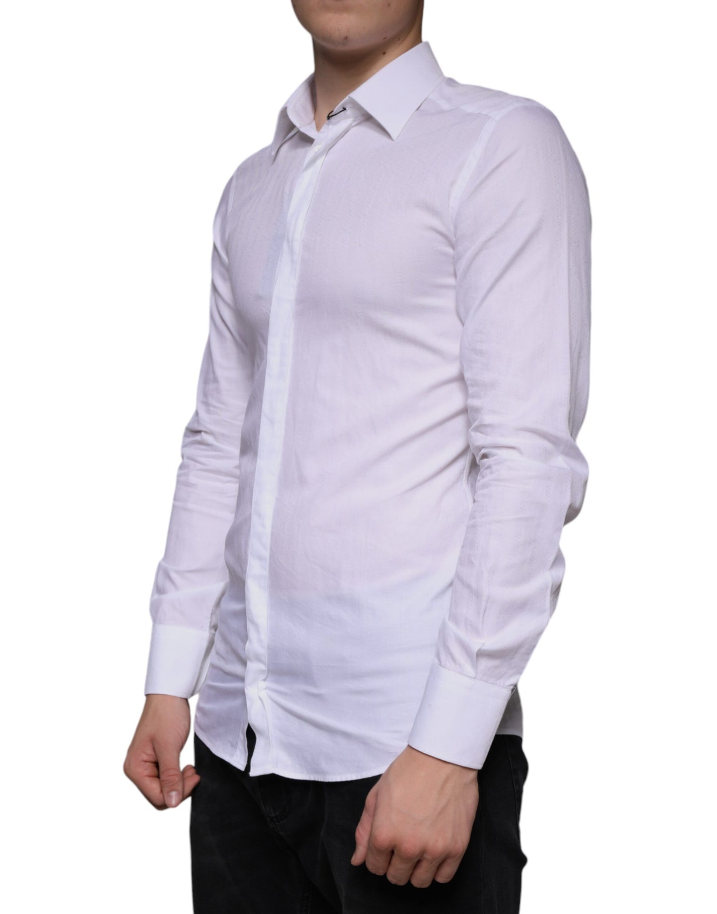 Camisa formal de algodón blanco para hombre, color dorado