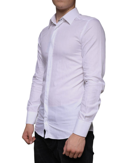 Camisa formal de algodón blanco para hombre, color dorado
