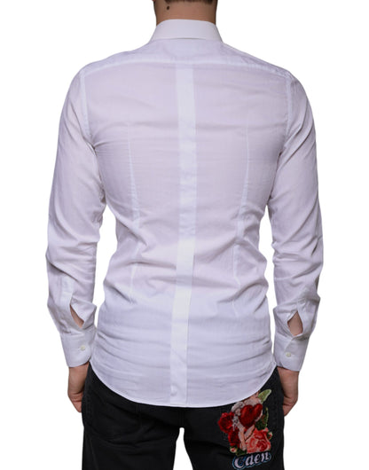 Camisa formal de algodón blanco para hombre, color dorado