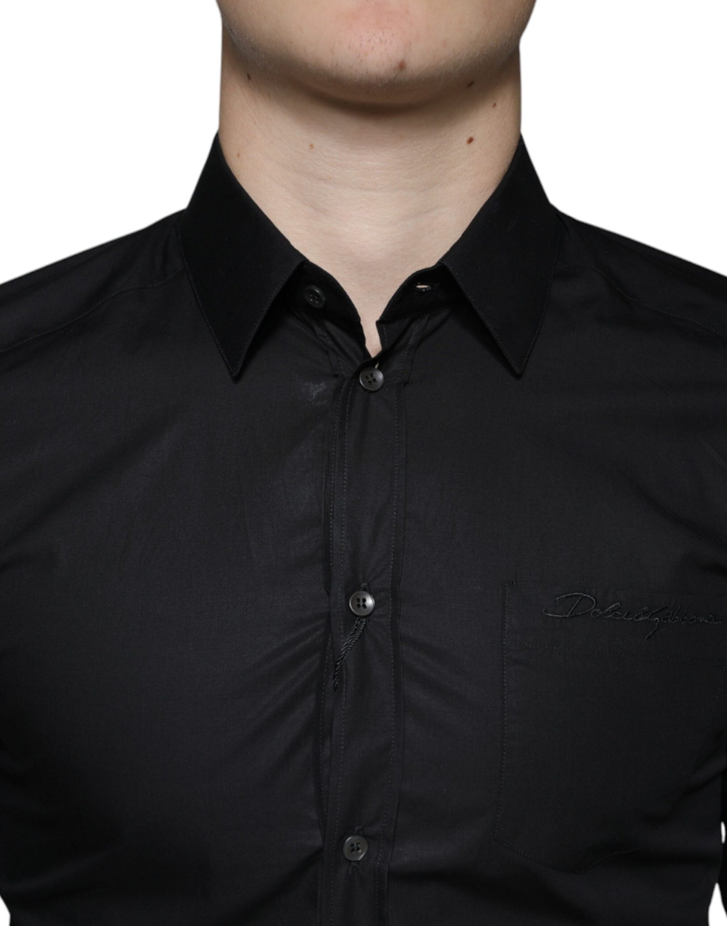 Vestido elástico de algodón negro con camisa formal dorada