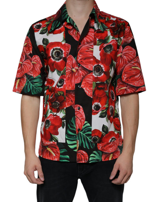 Camisa informal con botones de anémona multicolor