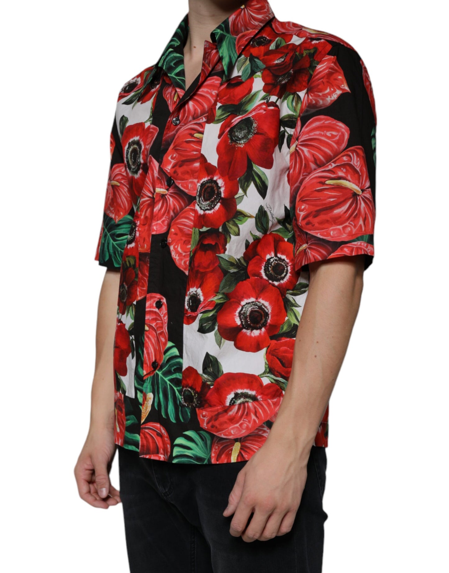 Camisa informal con botones de anémona multicolor