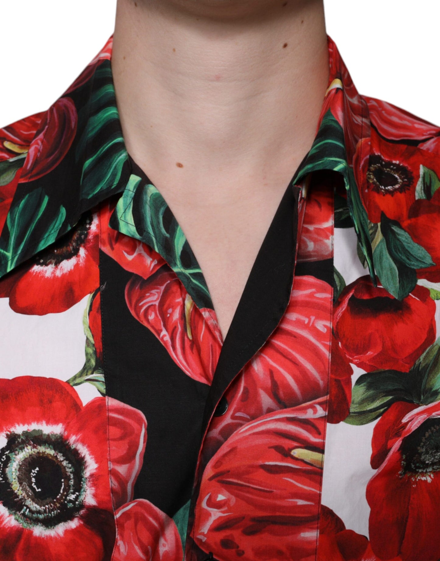 Camisa informal con botones de anémona multicolor