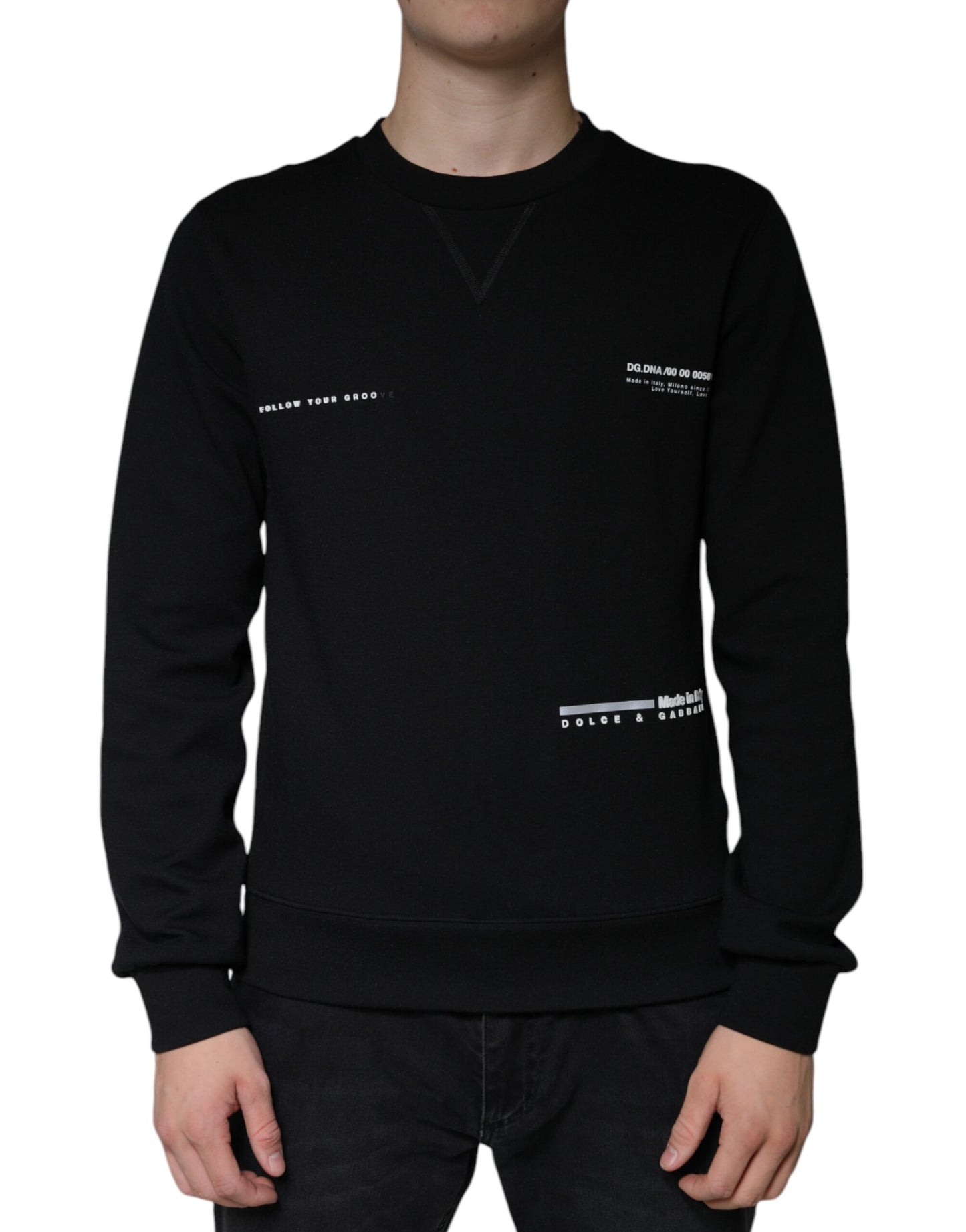 Sudadera con cuello redondo y estampado de logotipo negro