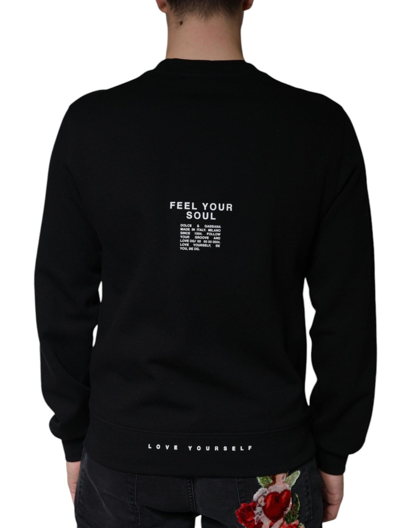 Sudadera con cuello redondo y estampado de logotipo negro