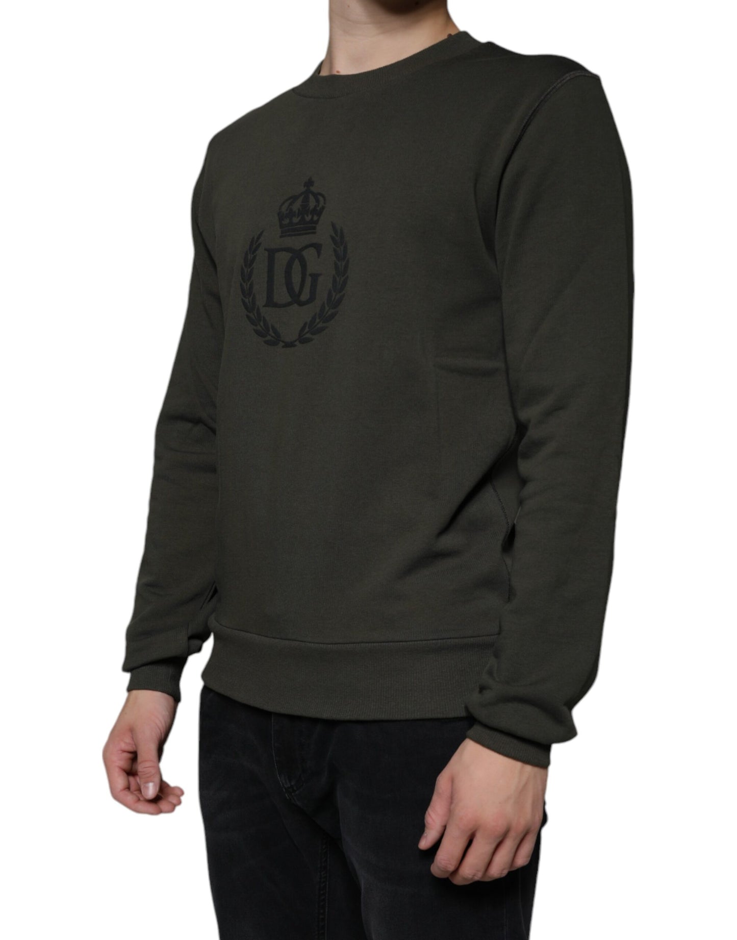 Suéter de cuello redondo DG Crown verde militar