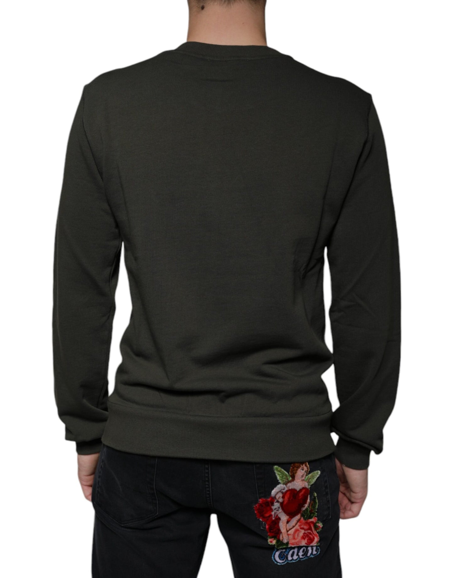 Suéter de cuello redondo DG Crown verde militar
