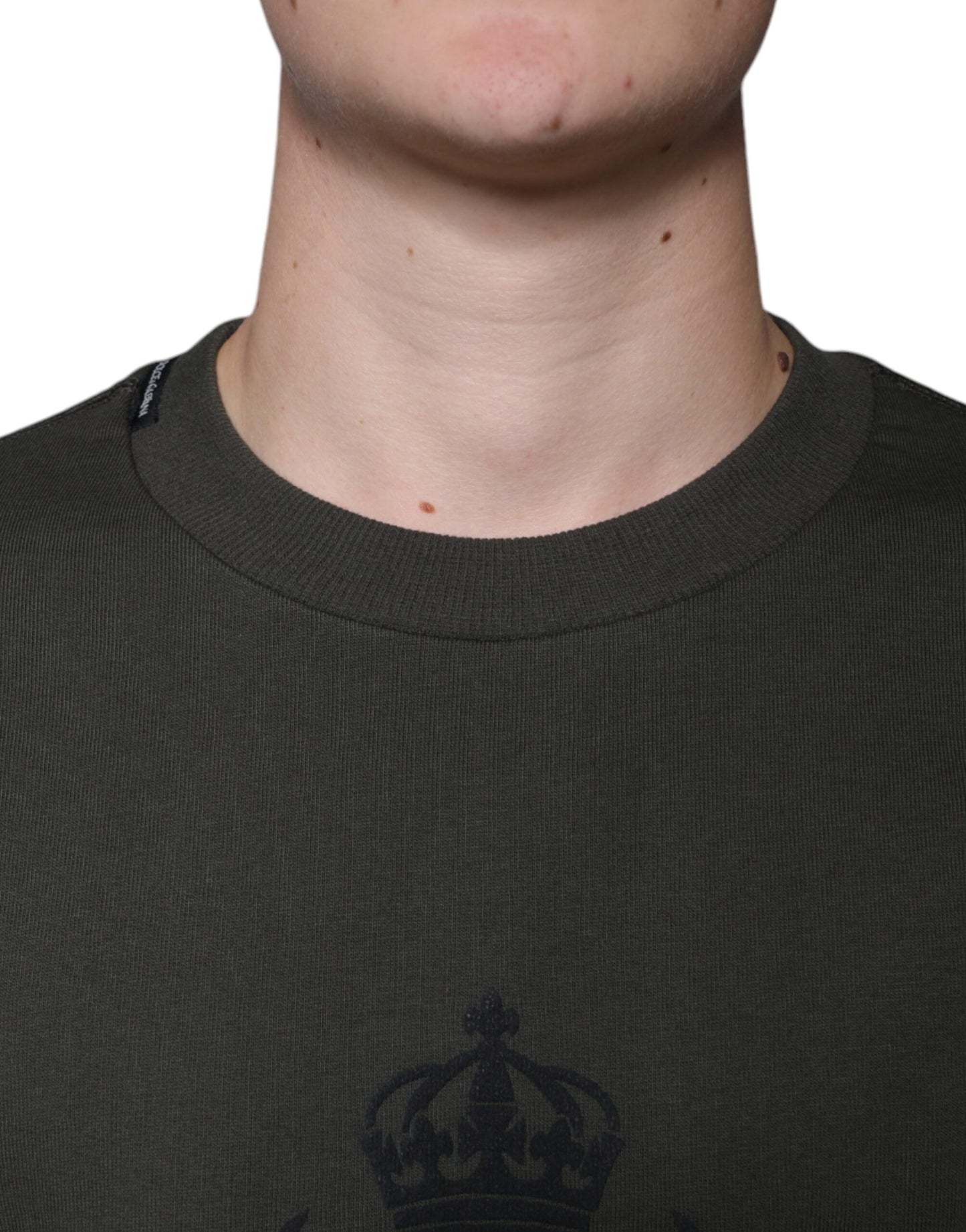 Suéter de cuello redondo DG Crown verde militar